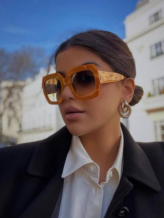 Gucci GG1111S 003 Square Sunglasses - Havana/Red main image 9